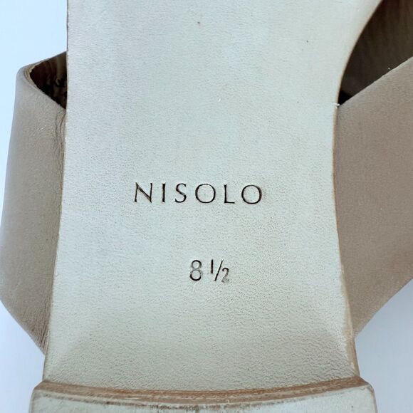 EUC WORN ONCE Nisolo Catalina Slide Cross Strap Sandal in Almond Tan Size 8.5 - Picture 14 of 16